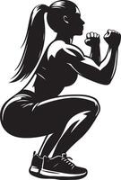 squat exercise, black color silhouette vector