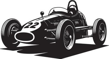 Vintage Racing car black outline silhouette vector