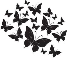 mariposa remolino. negro volador mariposas, negro color silueta vector