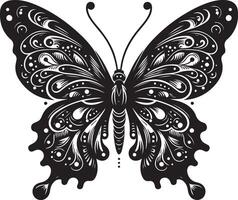 Detailed Butterfly Silhouette, black color silhouette vector