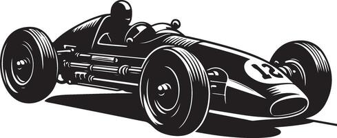 Vintage Racing car black outline silhouette vector