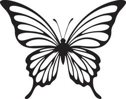 Cute butterfly in doodle style moth, black color silhouette vector