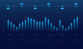 Digital growth graph chart on technology blue background. Chart, diagram, research, audit, planning, statistics, management, infographic, data analysis, Financial literacy. Stock market vector