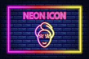 Spa salon neon line icon. Mental health, sauna, Laser hair removal, wax, female beauty, figure, feminine hygiene. Personal care concept. Neon Line icon on break background. vector