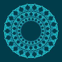 Design with abstract blue ancient pattern. Circle frame. Templates for printing postcards, invitations, floral petal stack, pattern geometric tribal lace motif black white. Circular ornament vector