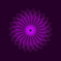 Geometric line gradient flower in grid style on a black background. Technology network background. Graphic ornament. Isometric illustration. Gradient blossom vector