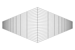 Abstract geometric wall. Isometric grid. Circle, drawing, wall, shape, 3D illusion. Room perspective grid background vector