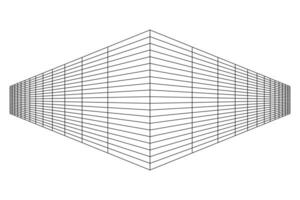 Abstract geometric wall. Isometric grid. Circle, drawing, wall, shape, 3D illusion. Room perspective grid background vector