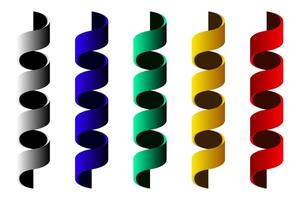 Set of red, gold, blue, silver and green satin ribbon. For greeting cards and invitations for weddings, birthdays, Valentine's Day, Mother's Day. illustration of curved ribbon vector