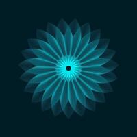 Geometric line gradient flower in grid style on a black background. Technology network background. Graphic ornament. Isometric illustration. Gradient blossom vector