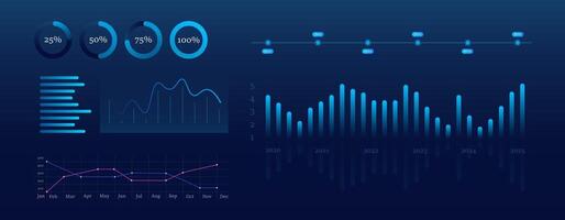 Digital growth graph chart analytic on technology blue background. Chart, diagram, research, audit, planning, statistics, management, infographic, data analysis, Financial literacy. Stock market vector