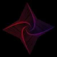 Geometric line art in grid style on a black background. Technology network background. Graphic ornament. Isometric illustration. Gradient star vector