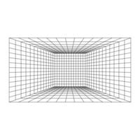Abstract geometric room. Isometric grid. Circle, drawing, wall, shape, 3D illusion. Room perspective grid background vector
