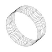 Abstract geometric cylinder. Isometric grid. Circle, drawing, 3D illusion. vector