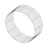 Abstract geometric cylinder. Isometric grid. Circle, drawing, 3D illusion. vector
