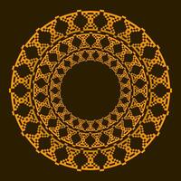 Design with abstract gold floral pattern. Circle frame. Templates for printing postcards, invitations, floral petal stack, pattern geometric tribal lace motif black white. Circular ornament vector