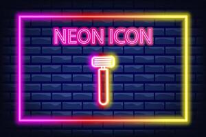 Razor neon line icon. Razor, shaver, razor blade, body hair, Laser hair removal, wax, female beauty, figure, feminine hygiene. Personal care concept. Neon Line icon on break background. vector