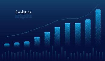 Digital growth graph chart on technology blue background. Chart, diagram, research, audit, planning, statistics, management, infographic, data analysis, Financial literacy. Stock market vector