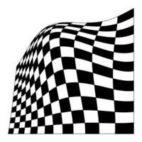 Distorted black Chess board grid on white background. Waved mesh texture. Fish net with deformation effect. Bented lattice surface. graphic illustration vector