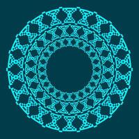 Design with abstract blue ancient pattern. Circle frame. Templates for printing postcards, invitations, floral petal stack, pattern geometric tribal lace motif black white. Circular ornament vector