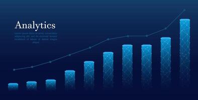 Digital growth graph chart on technology blue background. Chart, diagram, research, audit, planning, statistics, management, infographic, data analysis, Financial literacy. Stock market vector