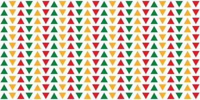 Seamless pattern with red, yellow and green triangles neatly aligned in columns on a transparent background. A simple solid pattern for wrapping paper, pillows, etc. illustration. vector