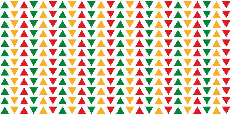 Seamless pattern with red, yellow and green triangles neatly aligned in columns on a transparent background. A simple solid pattern for wrapping paper, pillows, etc. illustration.