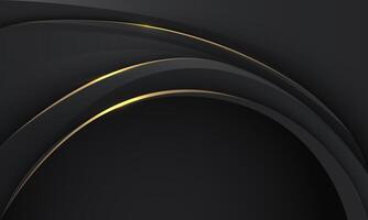 Abstract luxury black gold line curve shadow geometric design modern elegance background vector