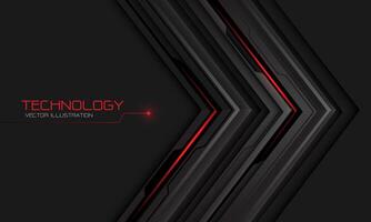 Abstract black metallic circuit red cyber arrow direction geometric on grey design modern futuristic technology background vector