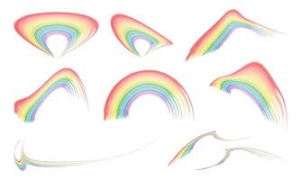 Set of watercolor rainbows of different shapes vector