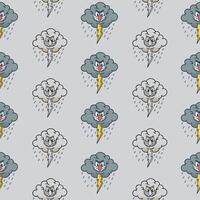 seamless pattern retro cartoon angry clouds vector