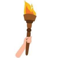 Hand holding torch. Championship icon,Symbol of victory. Champion's torch vector
