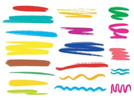 Multicolored crayon border set graphics vector