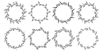 Spikelets of cereals wreaths set vector