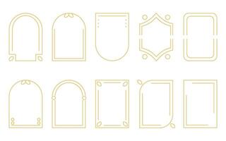 Gold frame set minimalistic linear style vector