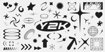 Y2K aesthetics. 2000s abstract shapes and objects. vector