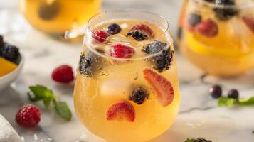 Close Up of Wine Glass Filled With Fruit photo