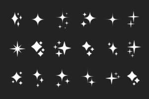 Star silhouette icon set, Shining star rays, Star cluster simple design elements isolate vector