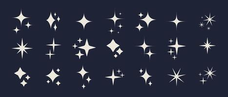 Star silhouette icon set, Shining star rays, Star cluster simple design elements isolate vector