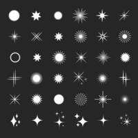 Star silhouette icon set, Shining star rays, Star cluster simple design elements isolate vector