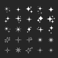 Star silhouette icon set, Shining star rays, Star cluster simple design elements isolate vector