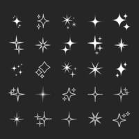 Star silhouette icon set, Shining star rays, Star cluster simple design elements isolate vector