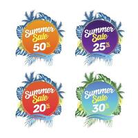 Set of Summer sale banner template with leaves vector