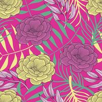 Abstract Floral seamless pattern with leaves. tropical background vector