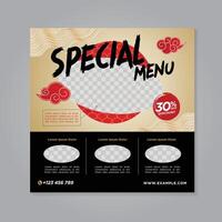 Restaurant food social media banner post design template vector