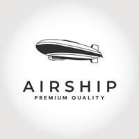 Vintage airship logo illustration design. zeppelin logo design vector