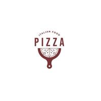 Cutting board slice pizza italian food logo design template illustration vector