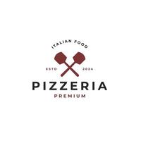 Shovel with pizza for italian food logo design template illustration vector