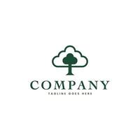 Tree logo with cloud combination line art logo minimalist design vector