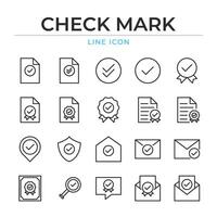 Set of thin line check mark icons. Line art icon illustration vector